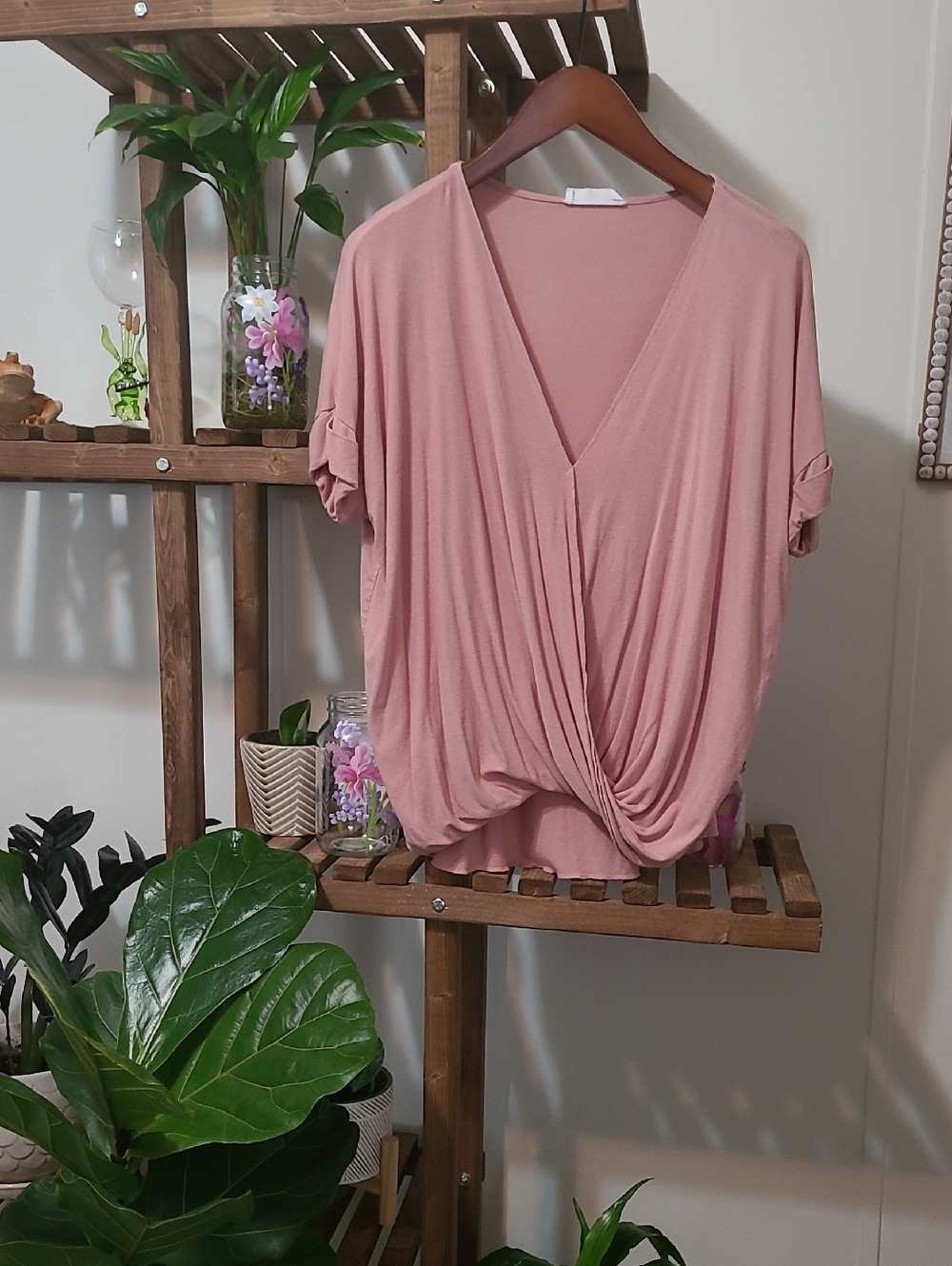 Mauve Faux Wrap Blouse